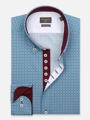 Coupe slim Chemise business 'Donatello Iconic Poplin Stretch Man Shirt Light Blue White' 7Camicie en bleu