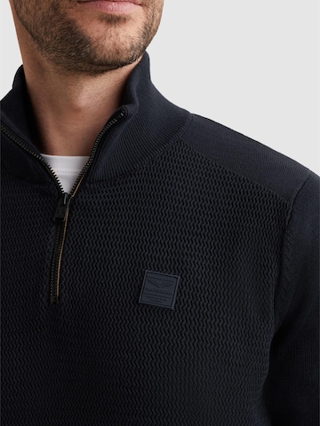 PME Legend Tröja 'Pullover in cotton/modal with half-zip' i blå