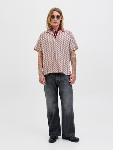 JACK & JONES Comfort fit Button Up Shirt 'JORSummer Luke' in Red