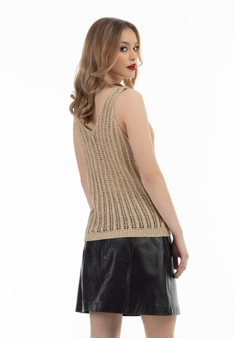 Top in maglia di faina in beige