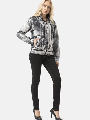 CIPO & BAXX Sweatjacke 'WL379', Tie-Dye-Muster, mit Kapuze, Streetwear, Rückenprint in Grau