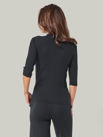 YOU LOOK PERFECT Sweater 'PULLOVER DARIA - Kurzarm Pullover mit Stehkragen' in Black