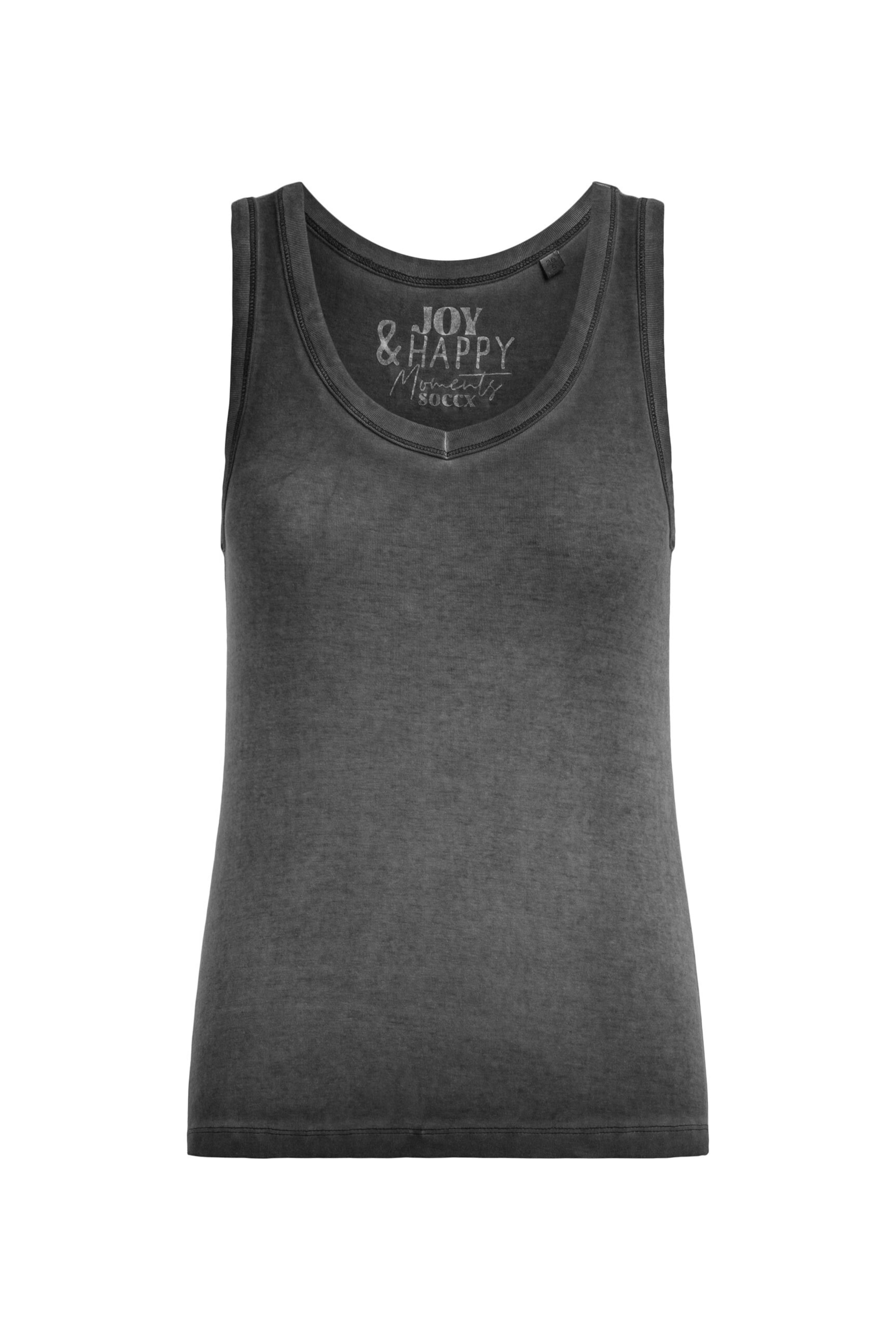 Soccx Tanktop mit V-Neck und Rückenprint in Schwarz: Vorderseite