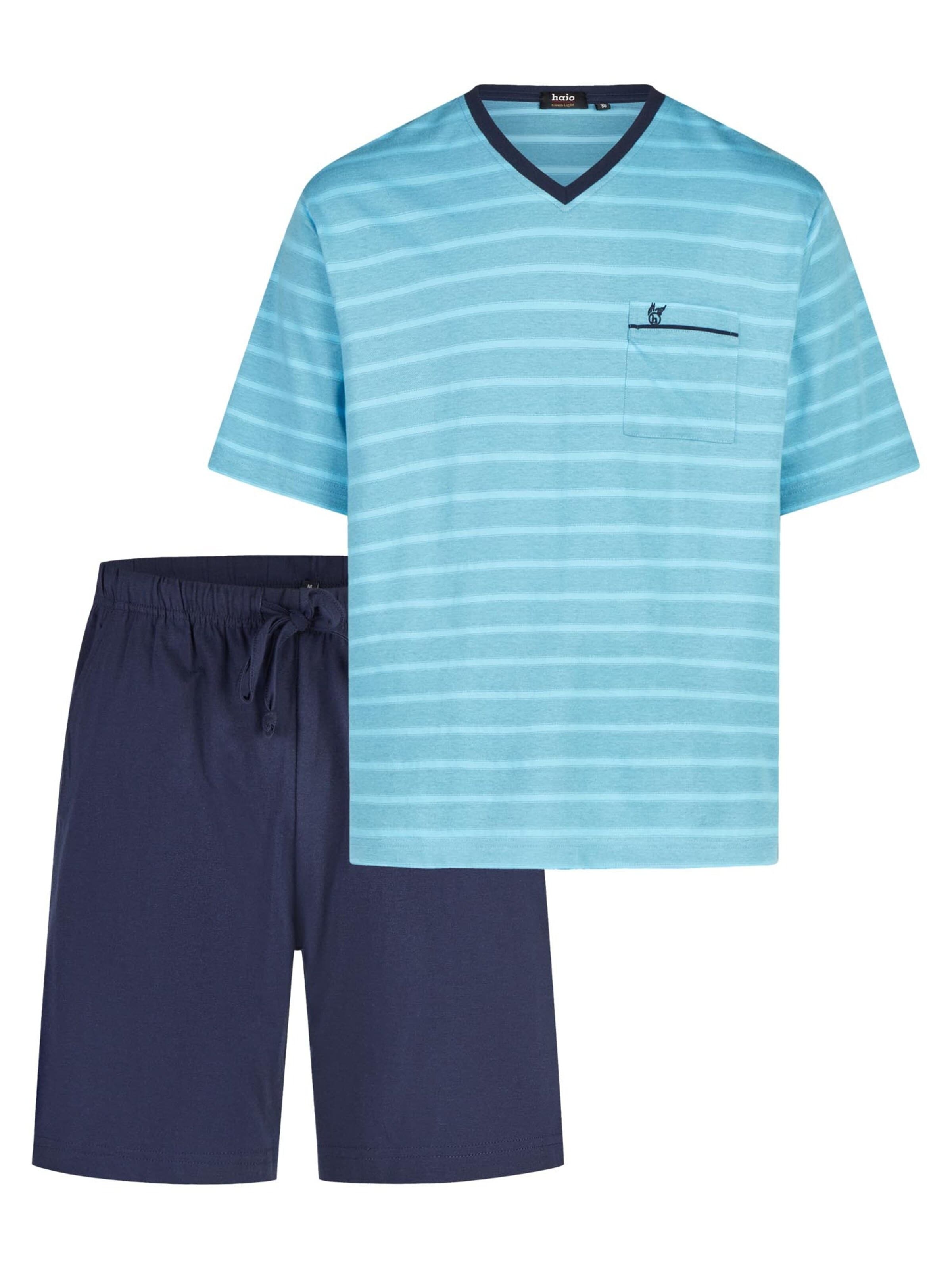 HAJO Pyjama kurz 'Klima Light'‌‌ in Blau: Vorderseite