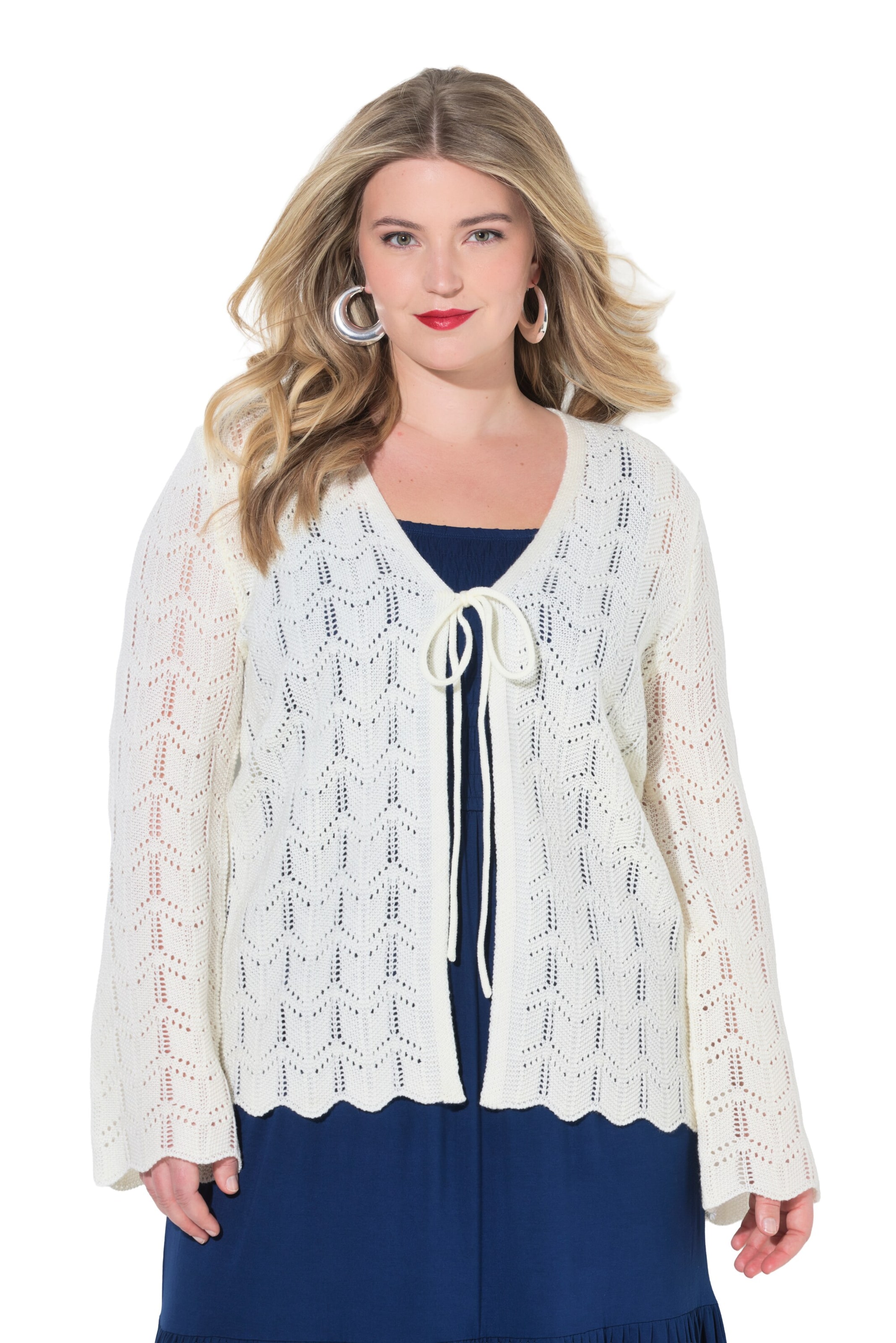 MIAMODA Gebreid vest in Wit: voorkant