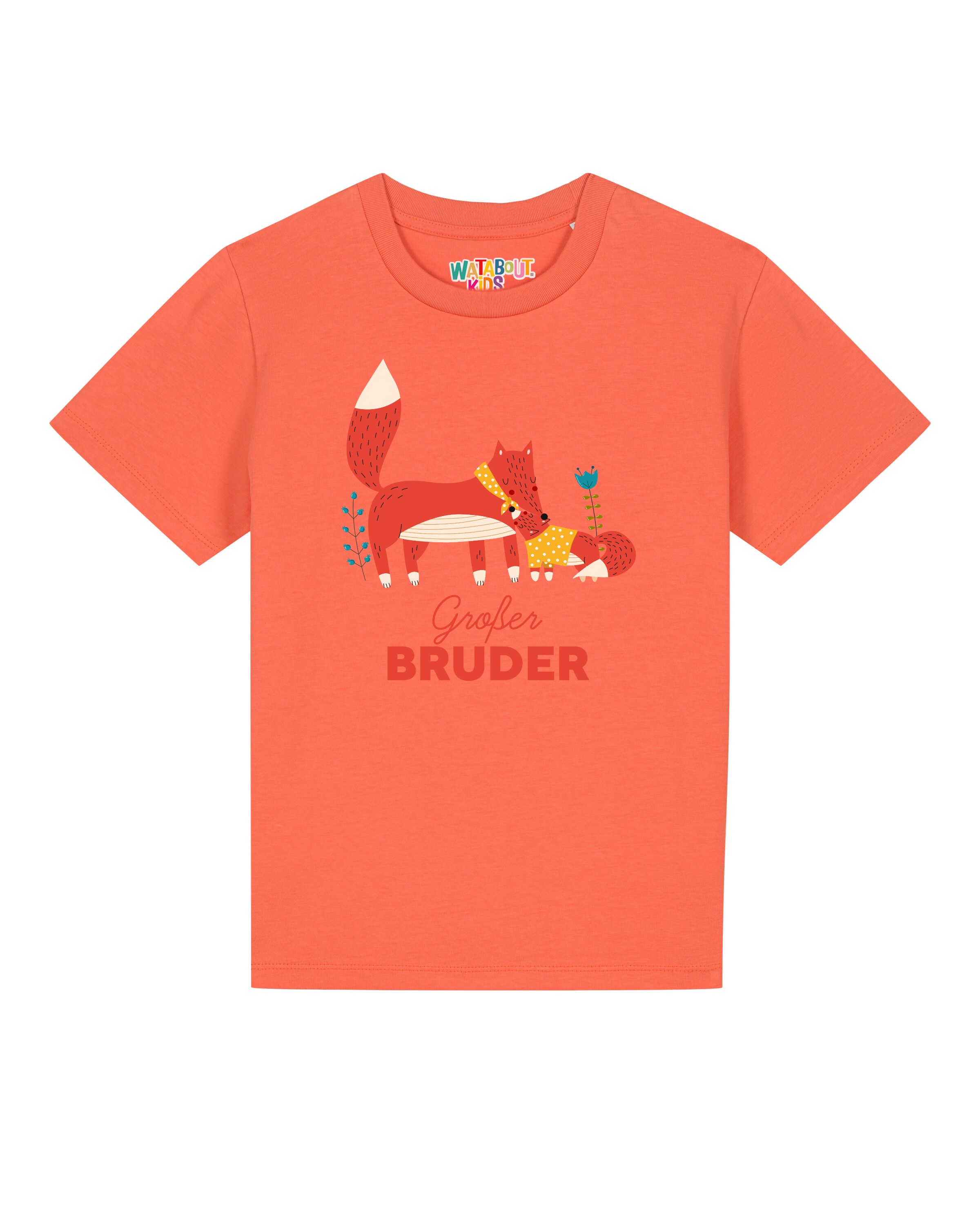 watabout.kids Shirt 'Fuchs Großer Bruder' in Oranje: voorkant