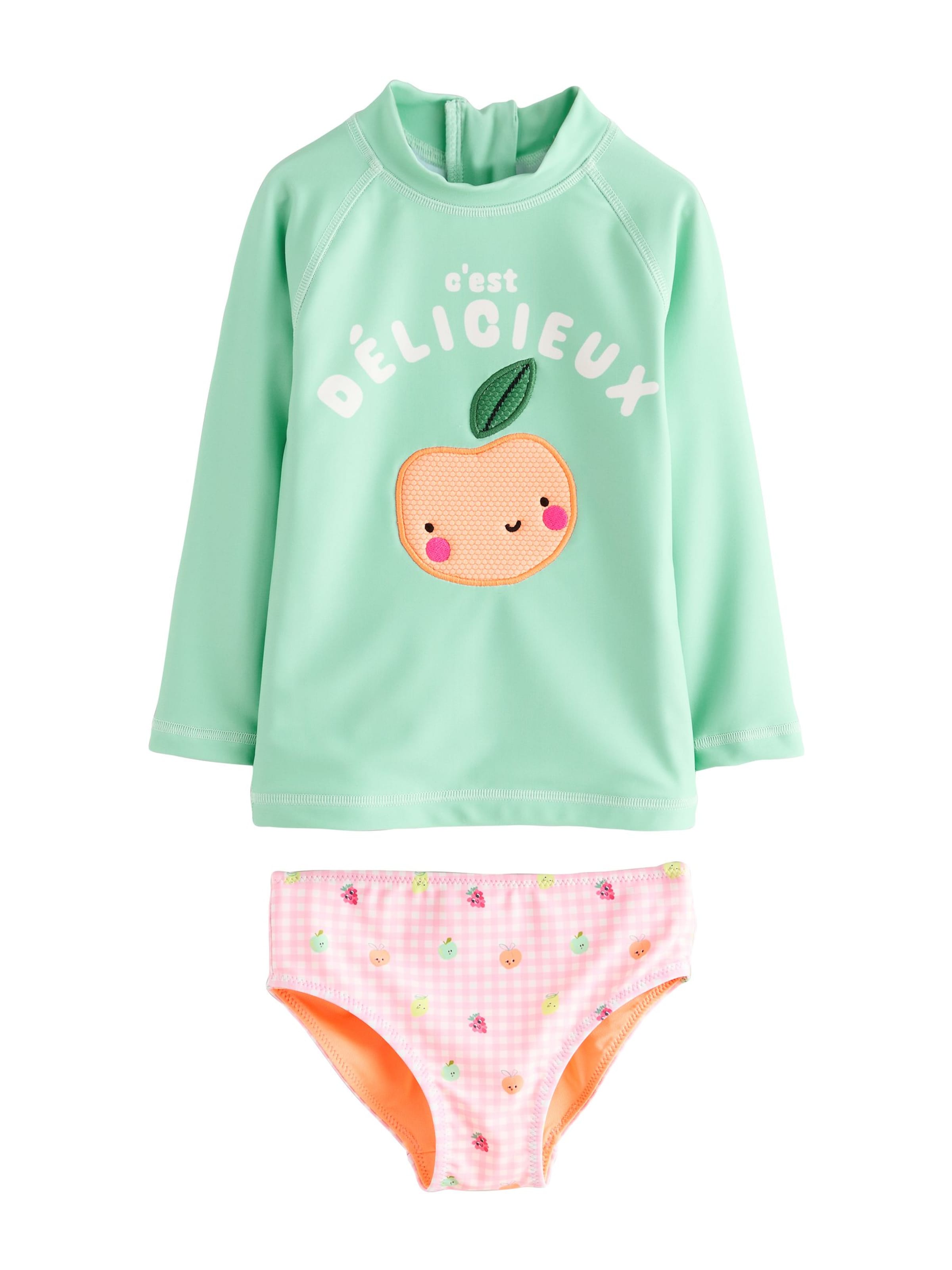 Next Badeset in pastellgrün / dunkelgrün / pfirsich / rosa, Produktansicht