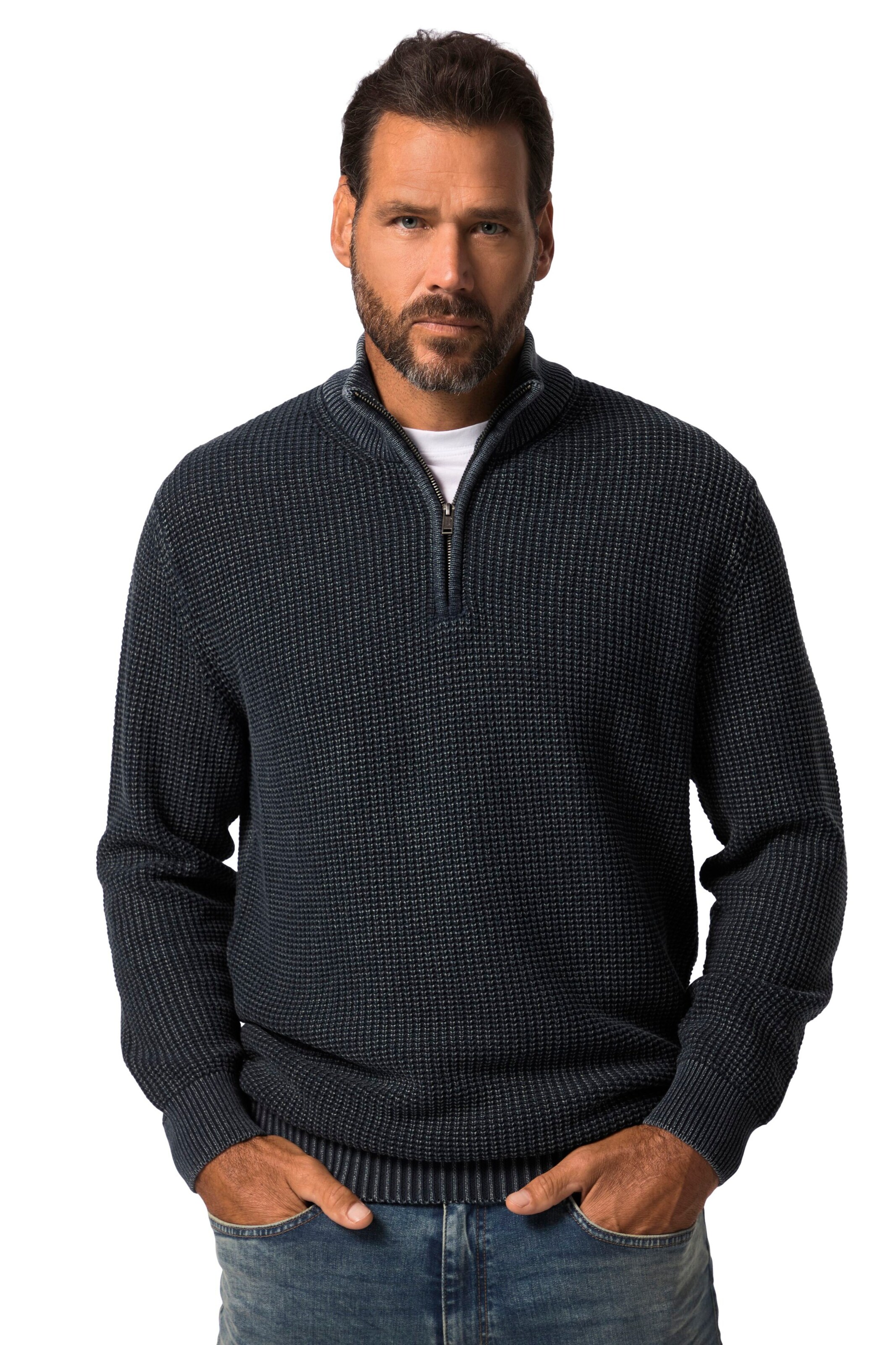 JP1880 Pullover in Schwarz: Vorderseite