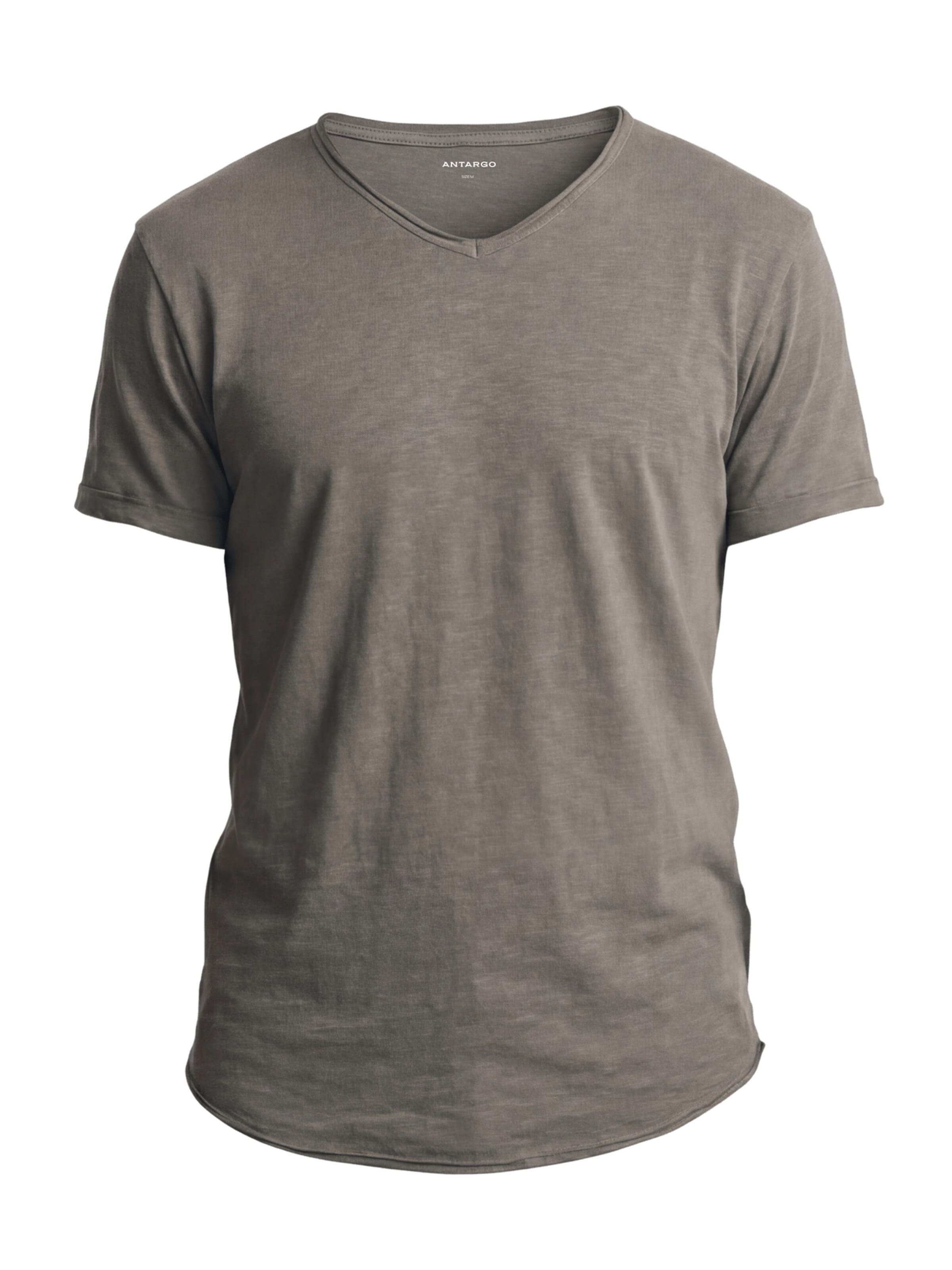 Antargo Shirt 'V-Neck Slub' in Grey: front