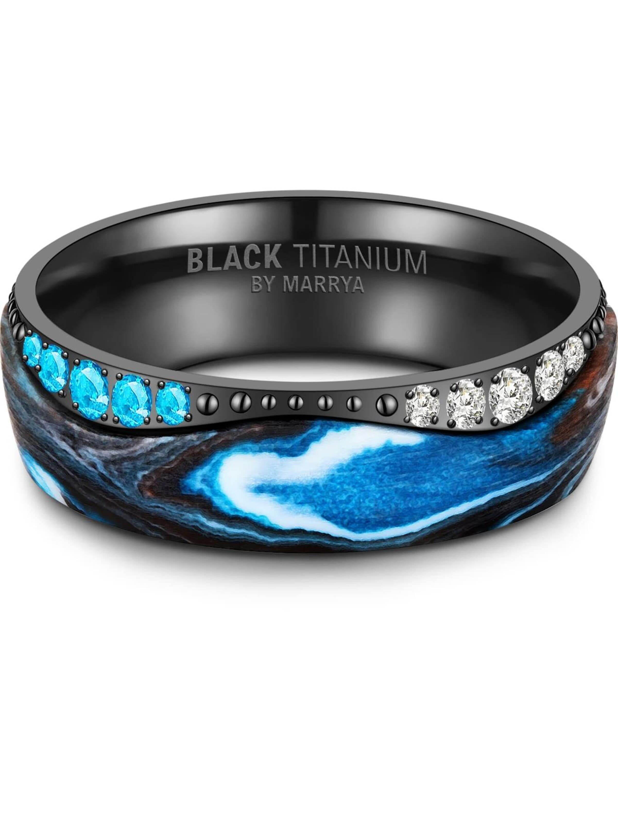 Anello 'MARRYA BT-15 Black Titanium Ocean Blue Edition' di MARRYA in blu