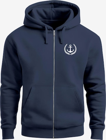 Neverless Sweatjacke 'Anker Captain' in Blau: Vorderseite