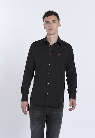 juoda DENIM CULTURE Standartinis modelis Marškiniai 'GIANFRANCO'
