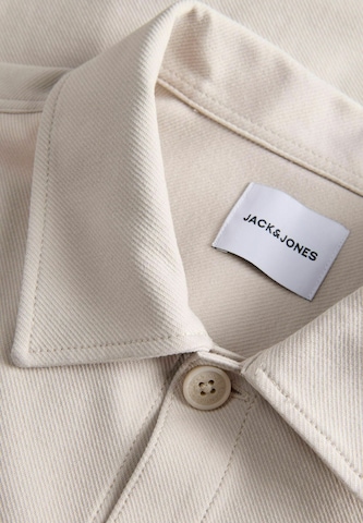 JACK & JONES Zip-Up Hoodie 'JJEWILLIAM' in Beige