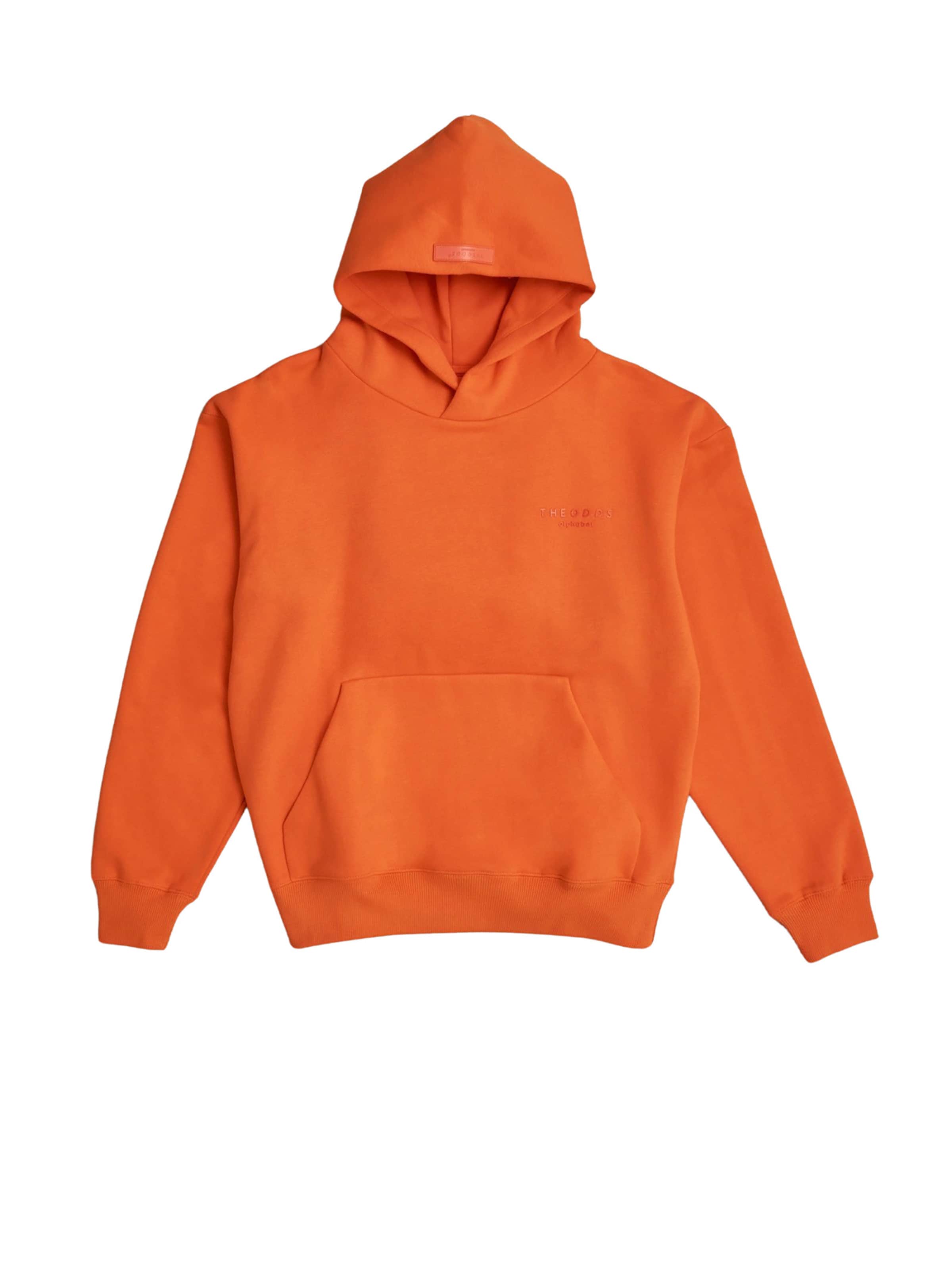 THE ODDS Sweater 'Hoodie/ alphabet' in Orange: front