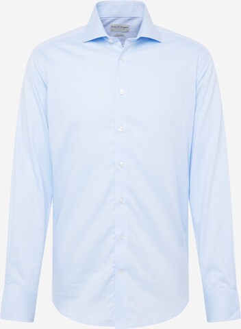 Coupe slim Chemise 'Jackson' Bruun & Stengade en bleu : devant