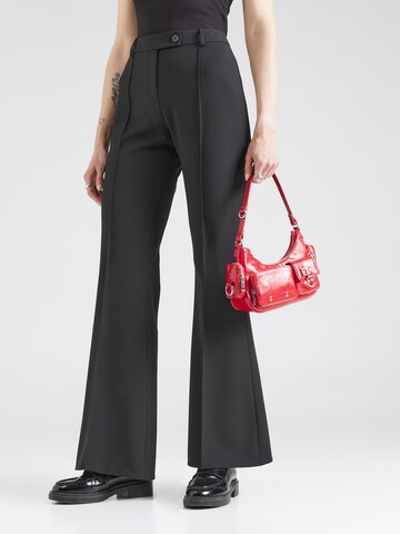 HUGO Flared Trousers with creases 'Hosena' in Black: front