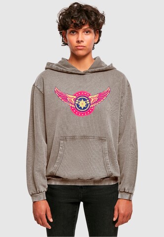 ABSOLUTE CULT Sweatshirt 'Captain Marvel - Movie Wings Patch' in Grey: front