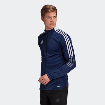 ADIDAS SPORTSWEAR Skinny Athletic Jacket 'Tiro 21' in Blue: front