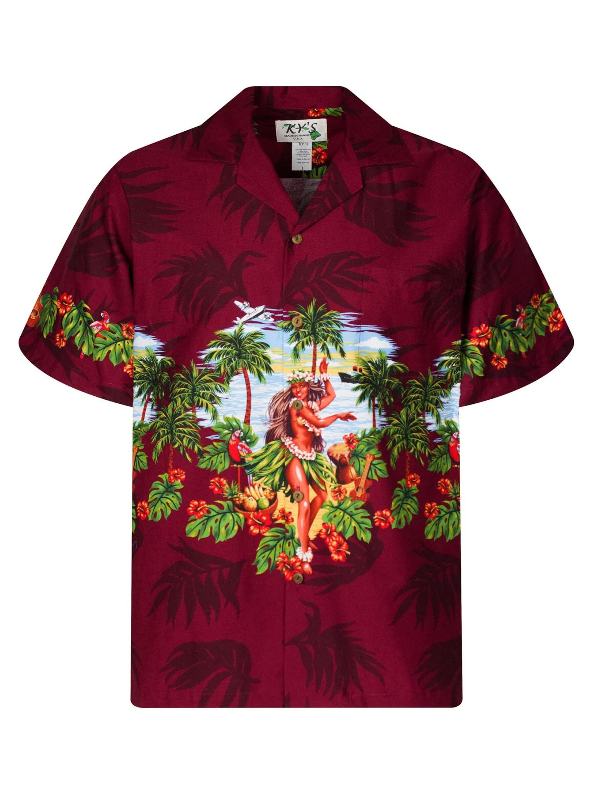 KY's Button Up Shirt 'Hula' in Red: front