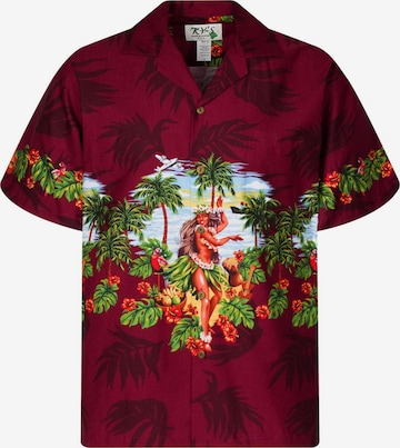 KY's Button Up Shirt 'Hula' in Red: front