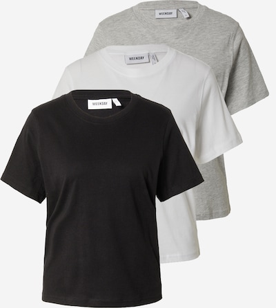 WEEKDAY T-Shirt in hellgrau / graumeliert / schwarz, Produktansicht