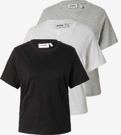 WEEKDAY T-shirt en gris clair / gris chiné / noir, Vue avec produit