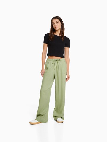 Wide Leg Pantalon Bershka en vert