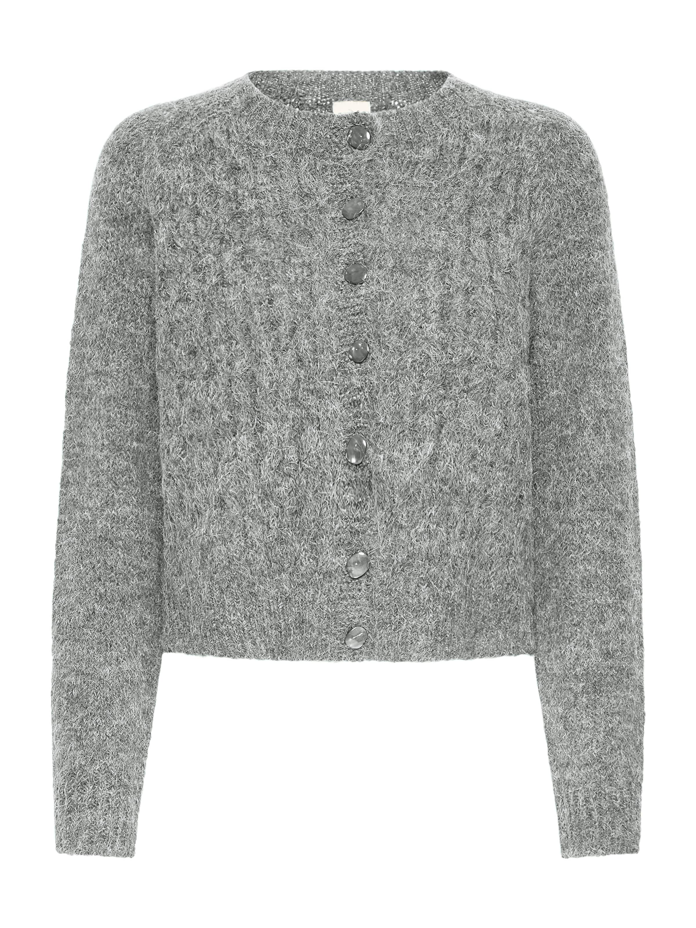 ICHI Gebreid vest 'IHBELABLUE' in Grijs: voorkant