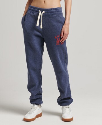 Superdry Tapered Pants 'Vintage Collegiate' in Blue: front