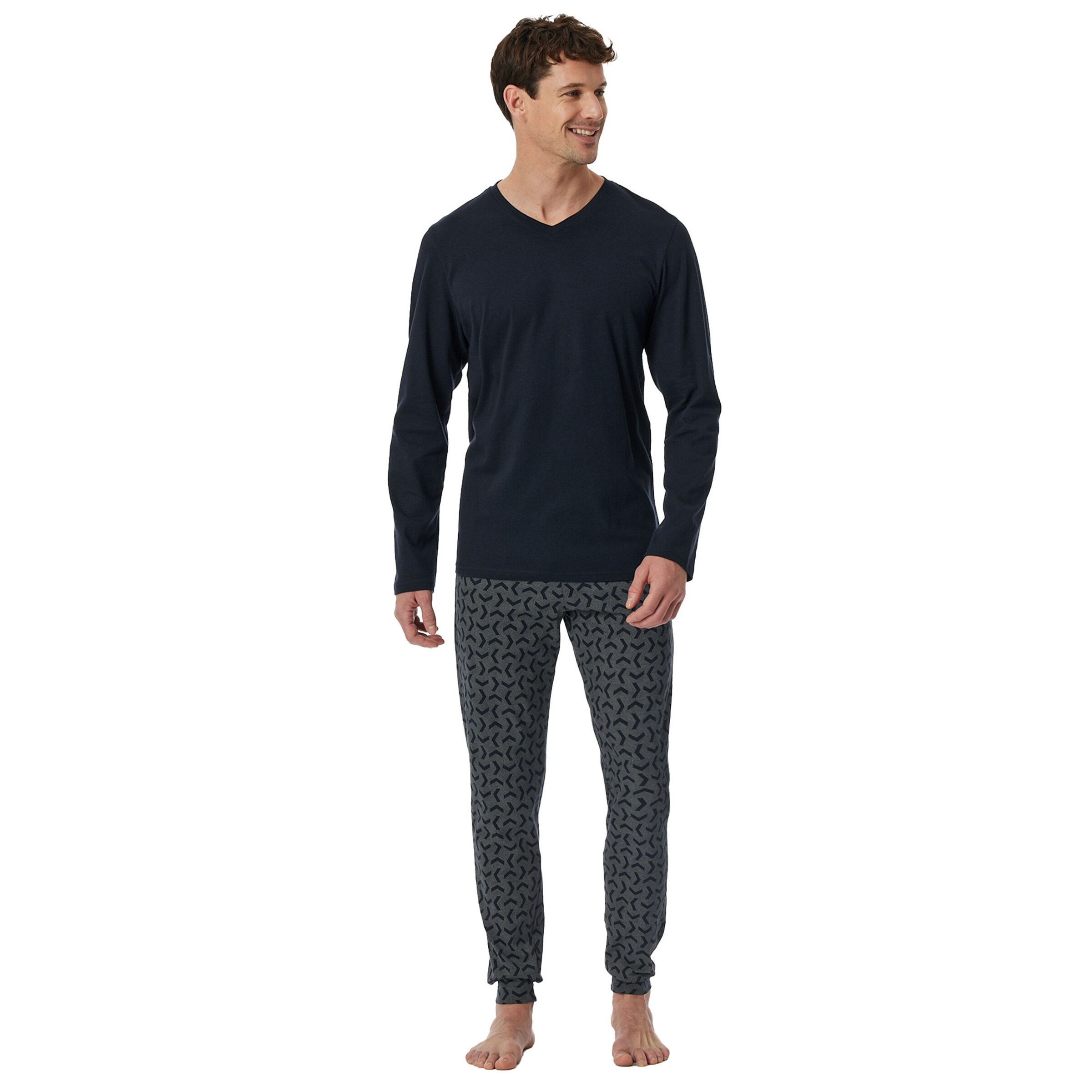 SCHIESSER Pyjama 'Casual Essentials' in Blau: Vorderseite