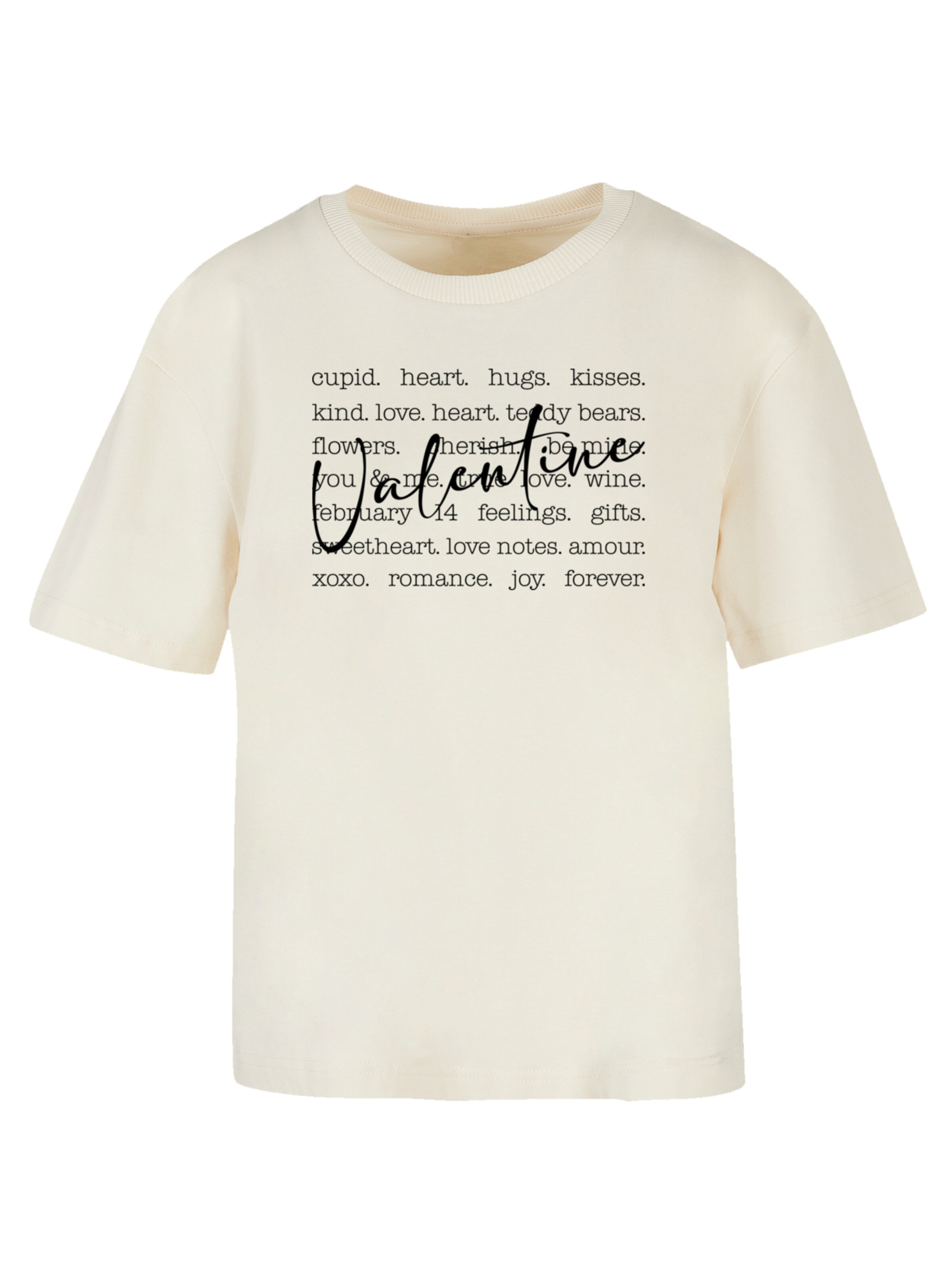 T-shirt 'Valentine Herz Hugs Kisses Love Flowers Joy' F4NT4STIC en beige : devant