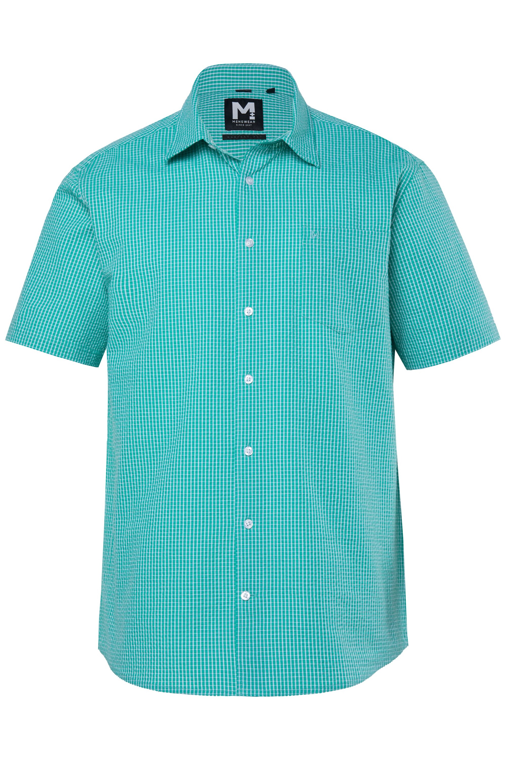 Men Plus Comfort fit Overhemd in Groen: voorkant