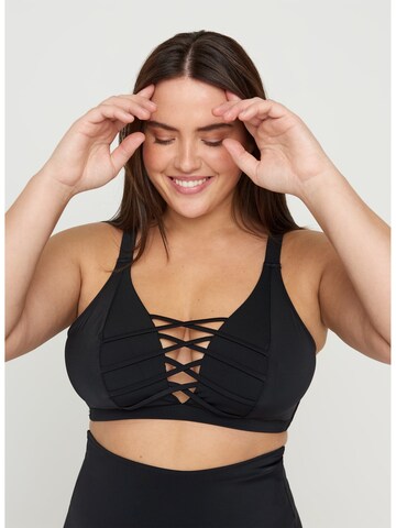 Swim by Zizzi Trikó Bikini felső 'Stris' - fekete