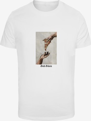 T-Shirt 'God Given Pizza' Mister Tee en blanc : devant