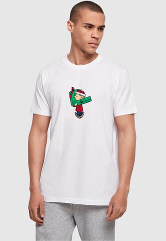 Merchcode Shirt 'Peanuts Charlies Presents' in Wit: voorkant