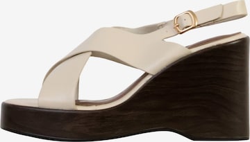 Sandales 'Sandalen mit Keilabsatz und Riemchen von R and BE' Super Mode en beige : devant