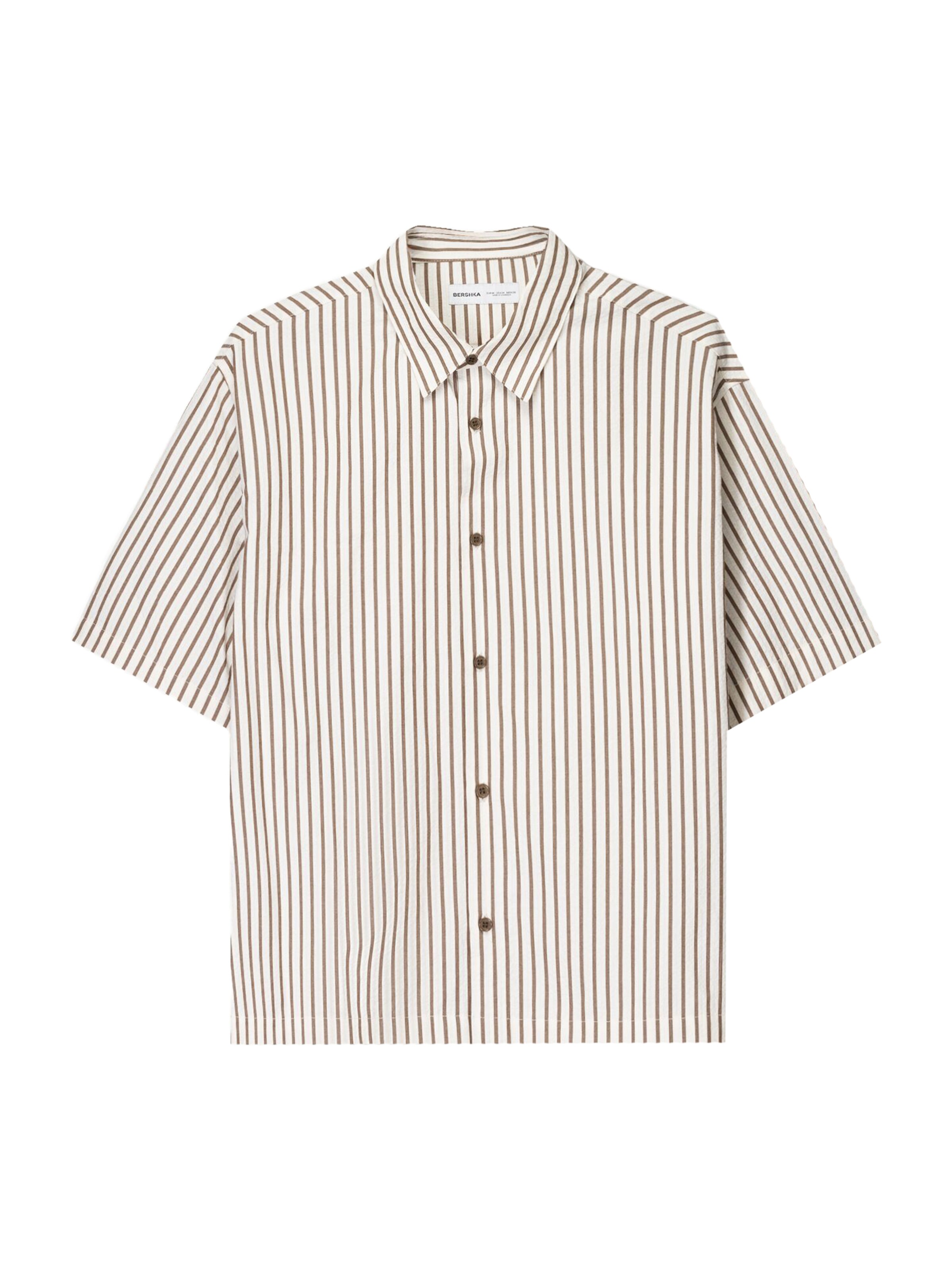 Bershka Paita värissä ruskea / valkoinen, Tuotenäkymä