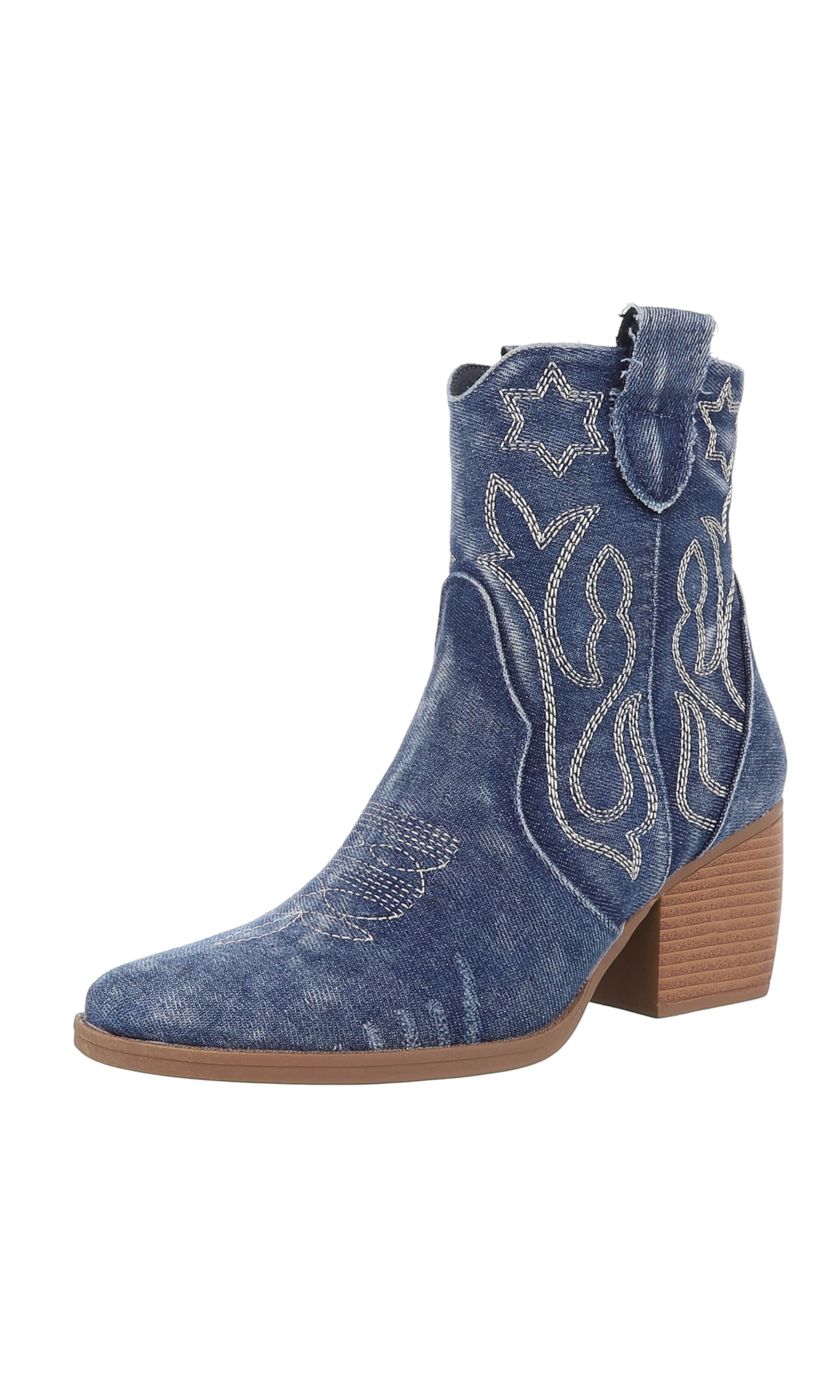 Ital-Design Cowboy Boots 'Western- & Bikerboots' in Blue: front