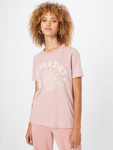 T-shirt 'Pride In Craft' Superdry en rose : devant