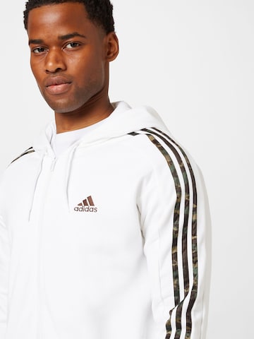 ADIDAS SPORTSWEAR - Casaco de treino em moletão 'Essentials French Terry 3-Stripes ' em branco