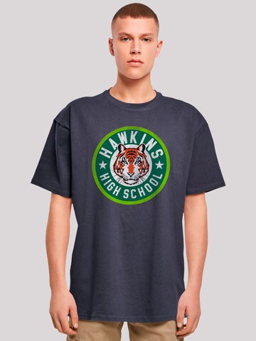 F4NT4STIC Shirt 'Stranger Things Hawkins Tiger Circle Netflix TV Series' in Blue: front