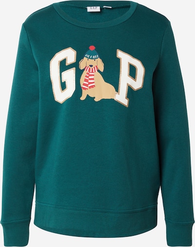GAP Sweater majica u bež / tamno zelena / crvena / bijela, Pregled proizvoda