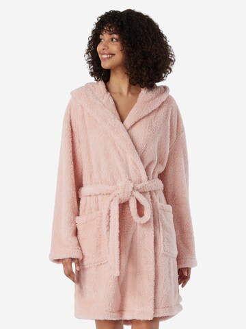 SCHIESSER Long Bathrobe 'Teddy Fleece' in Pink