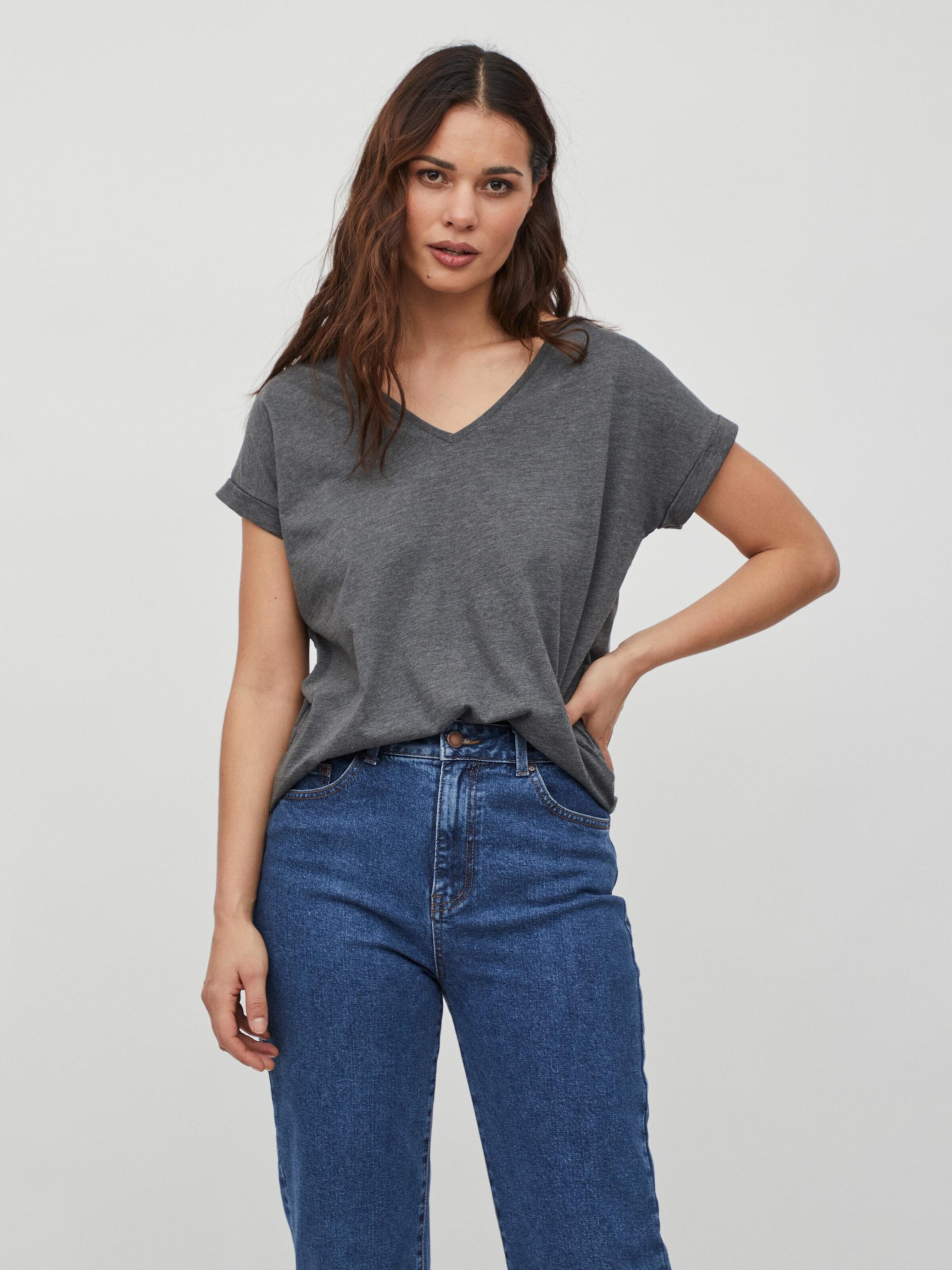 Frauen Shirts & Tops VILA T-Shirt 'Dreamers' in Dunkelgrau - DS48639 Frauen Shirts & Tops VILA T-Shirt 'Dreamers' in Dunkelgrau - DS48639