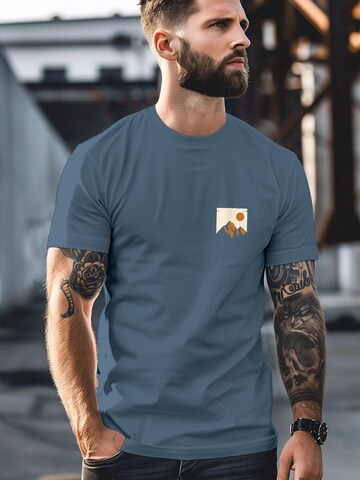 Neverless Shirt 'Mointain Badge' in Blue: front