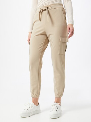 ONLY Tapered Cargo Pants 'Poptrash' in Beige: front