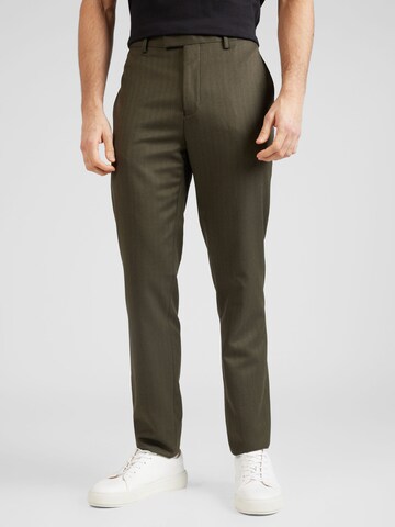 Coupe slim Pantalon chino TOPMAN en vert : devant