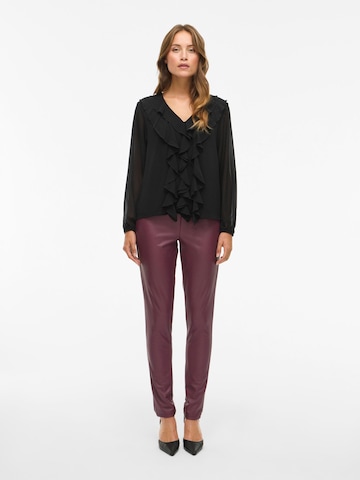 VILA Slimfit Broek in Rood