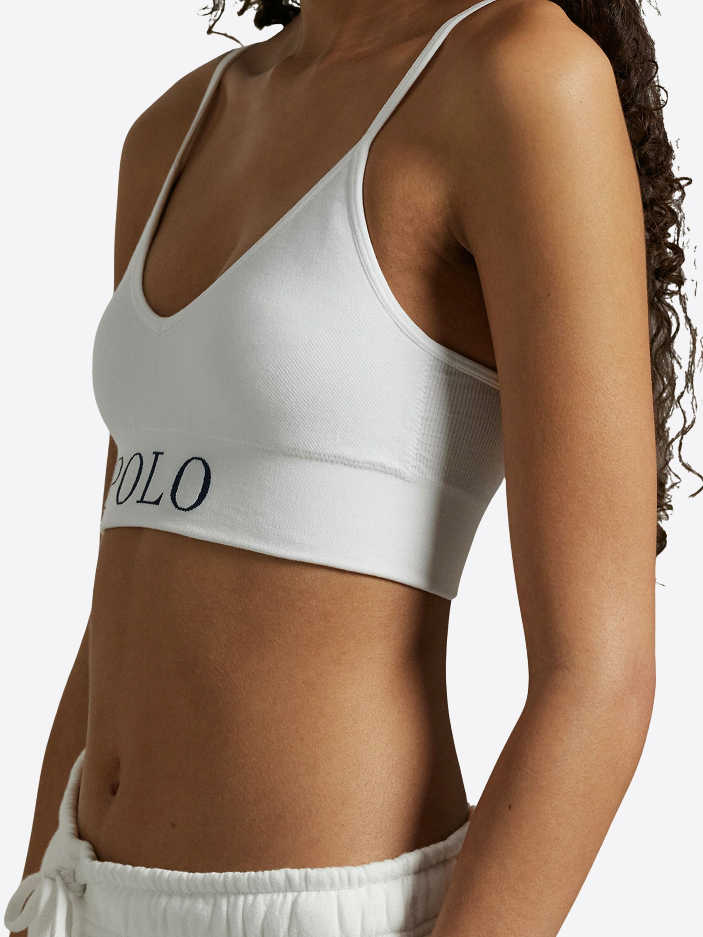 Polo Ralph Lauren Bralette Bra ' Ribbed Seamless ' in White