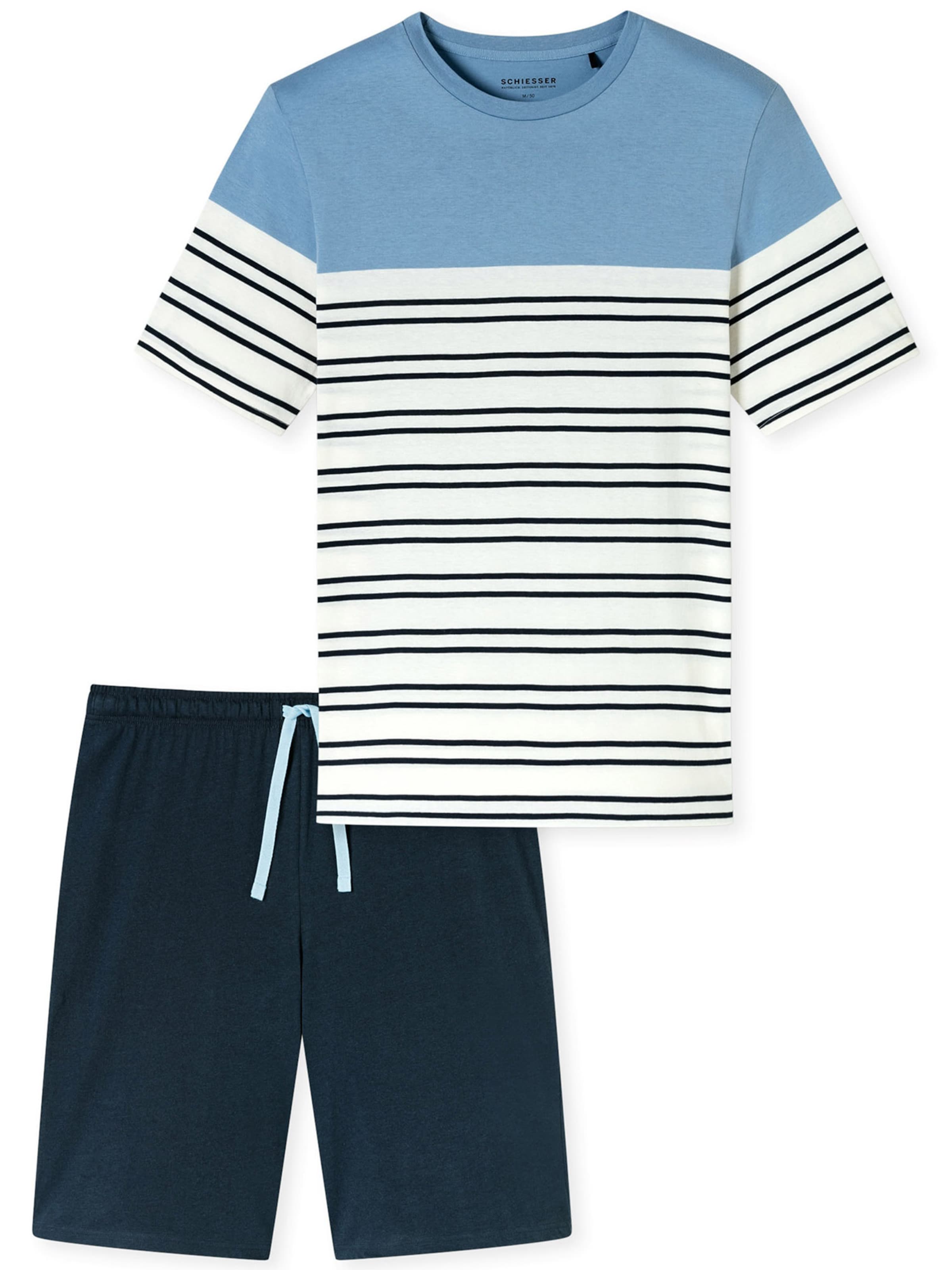 SCHIESSER Pyjama lang 'Casual Nightwear' in Blauw: voorkant